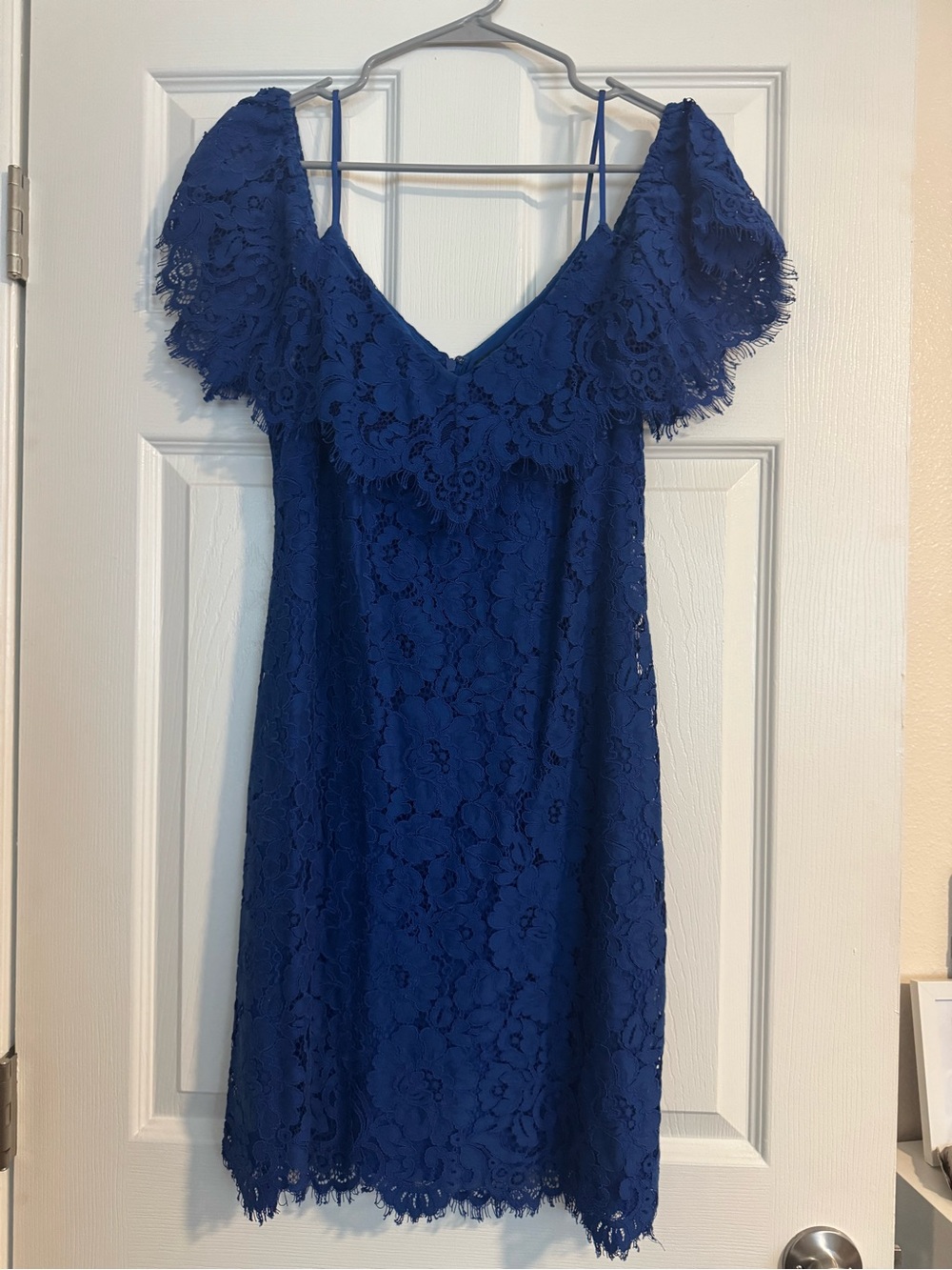 Ralph Lauren Cobalt Blue Lace Off-Shoulder Mini Dress